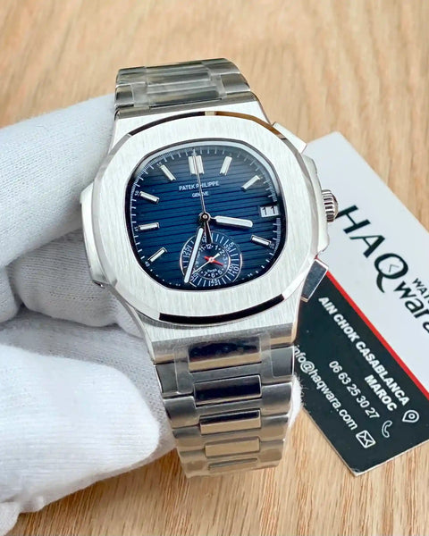 Patek Philippe Nautilus Argenté Bleu Chrono 5980