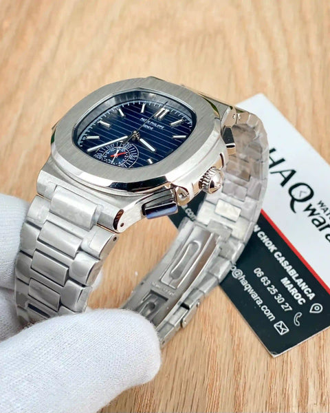 Patek Philippe Nautilus Argenté Bleu Chrono 5980