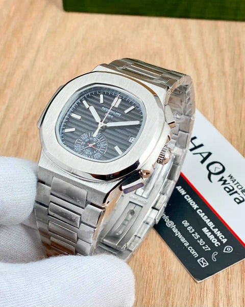 Patek Philippe Nautilus Argenté Noir Chrono 5980