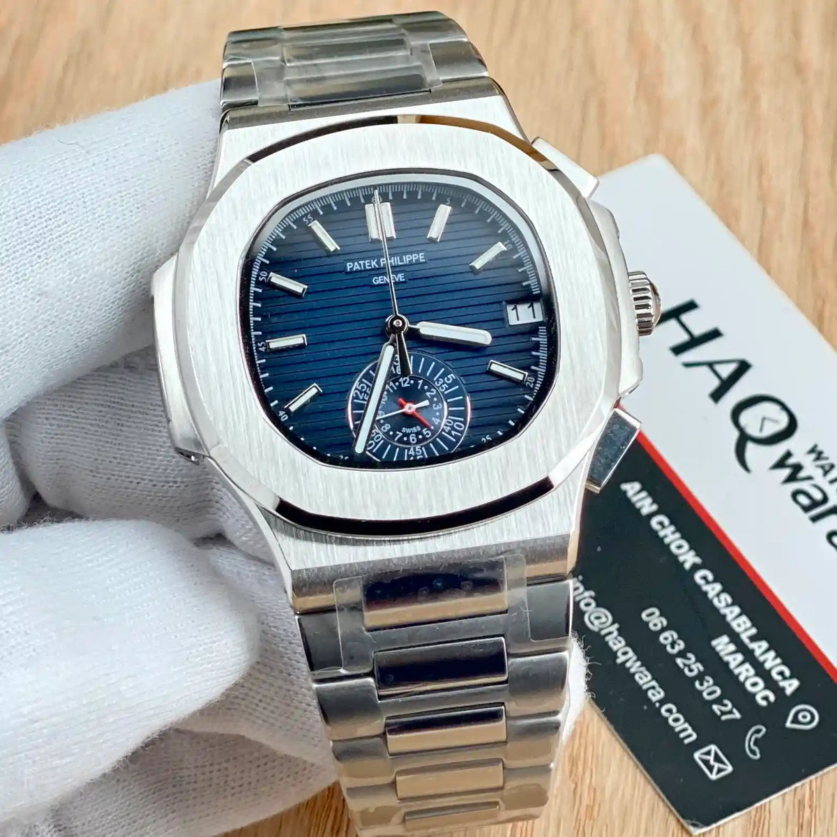 Patek Philippe Nautilus Argenté Bleu Chrono 5980