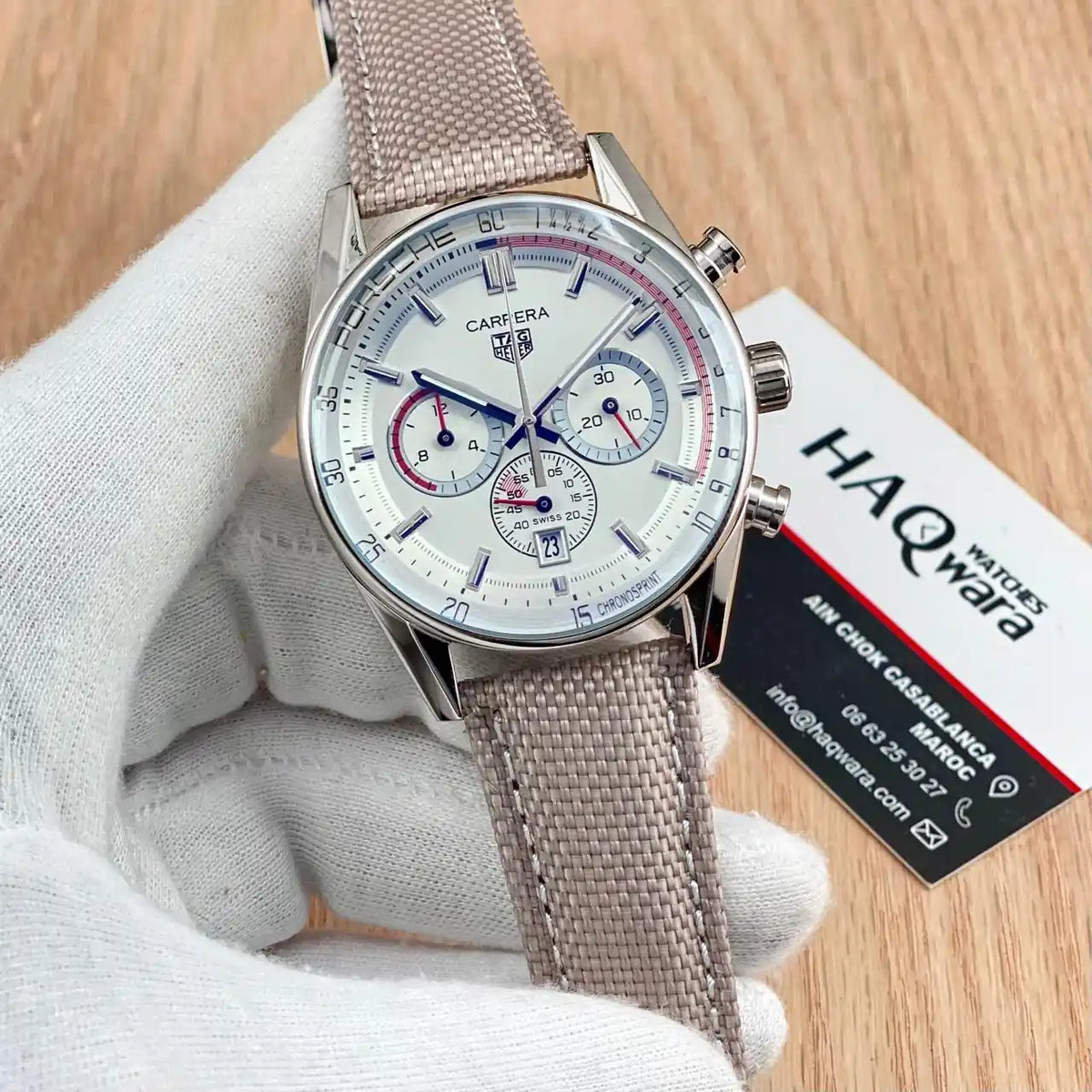 Tag carrera Argenté Blanc Chrono