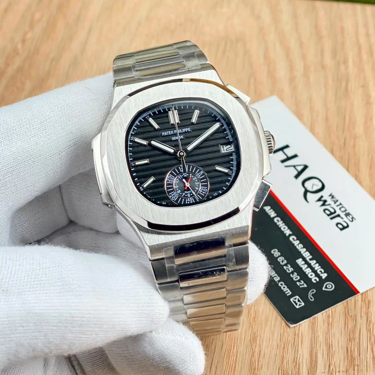 Patek Philippe Nautilus Argenté Noir Chrono 5980