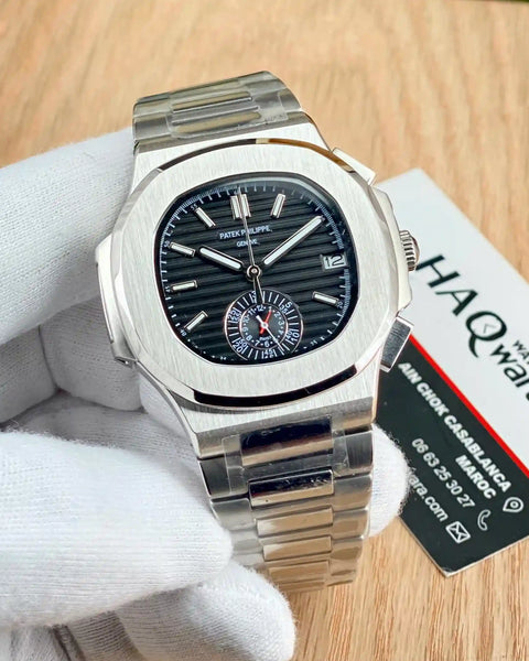 Patek Philippe Nautilus Argenté Noir Chrono 5980