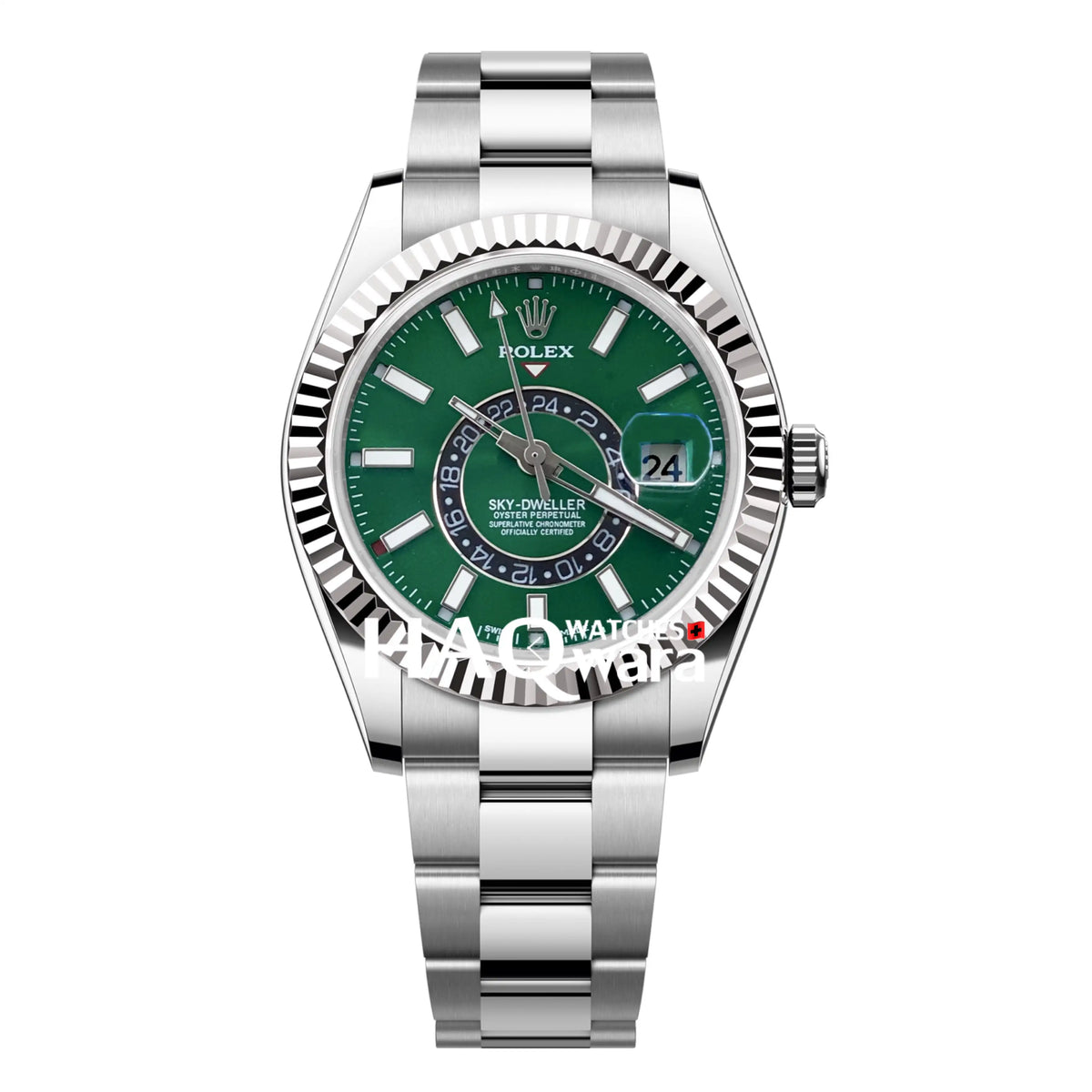 Rolex Sky-dweller Oyster Argenté Vert