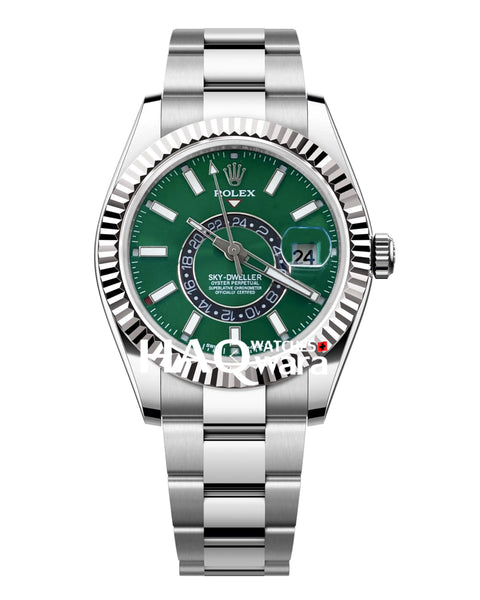 Rolex Sky-dweller Oyster Argenté Vert