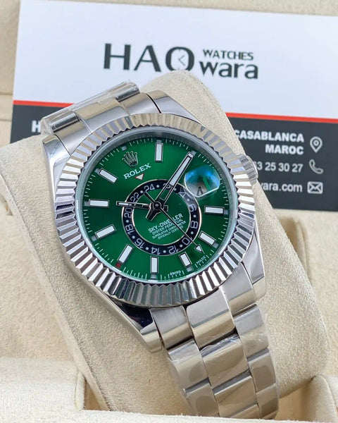 Rolex Sky-dweller Oyster Argenté Vert