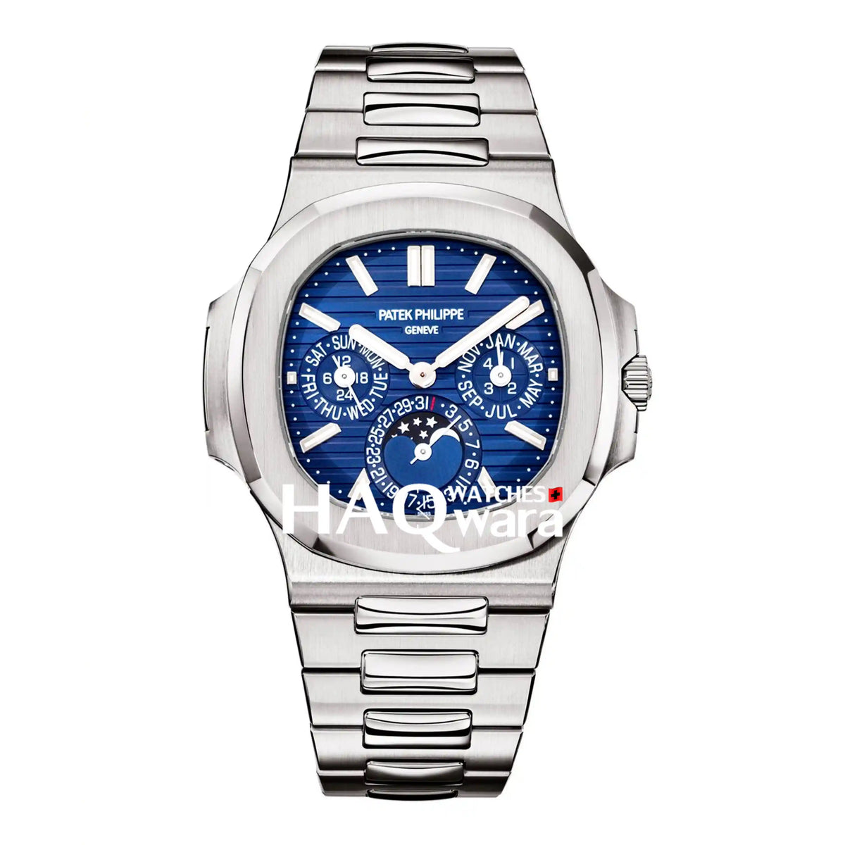 Patek Nautilus Argenté Bleu