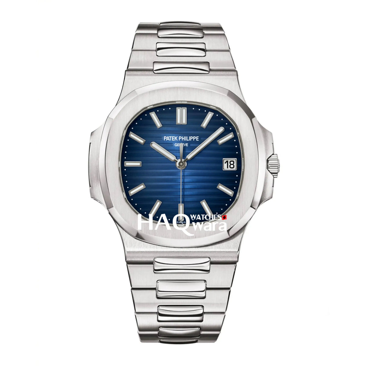 Patek Nautilus Argenté Bleu