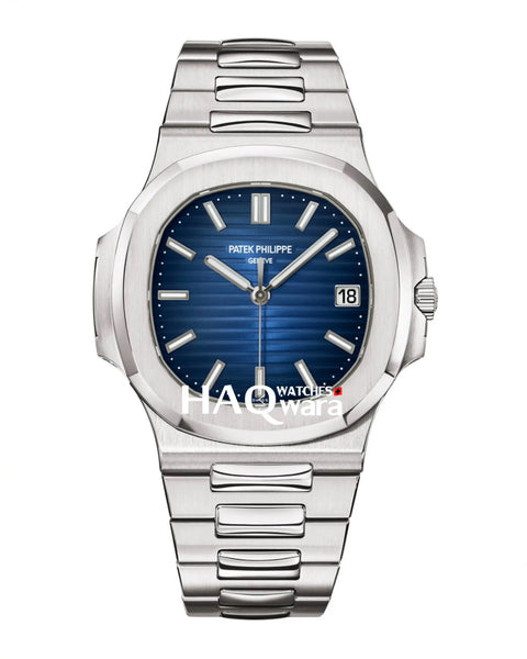 Patek Nautilus Argenté Bleu