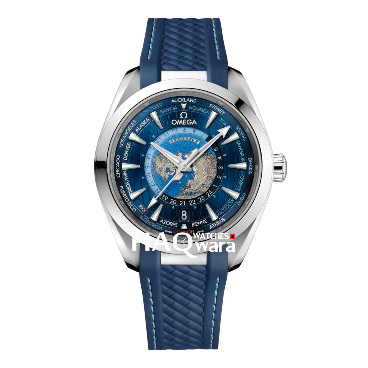 Omega Aqua Terra Argenté Bleu