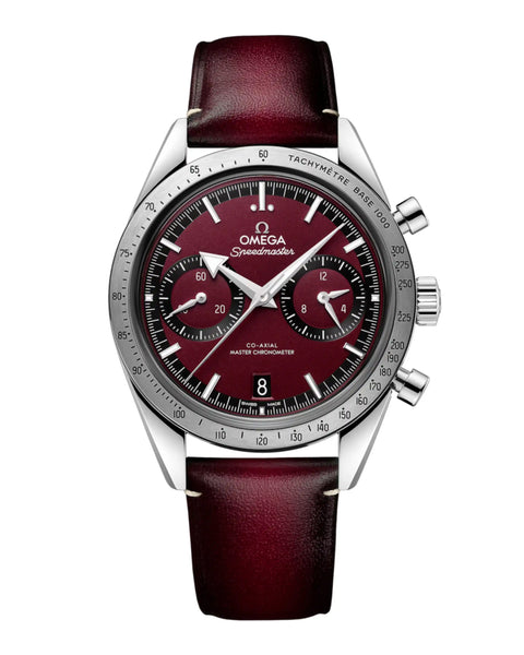 Omega Argenté Rouge Cuir