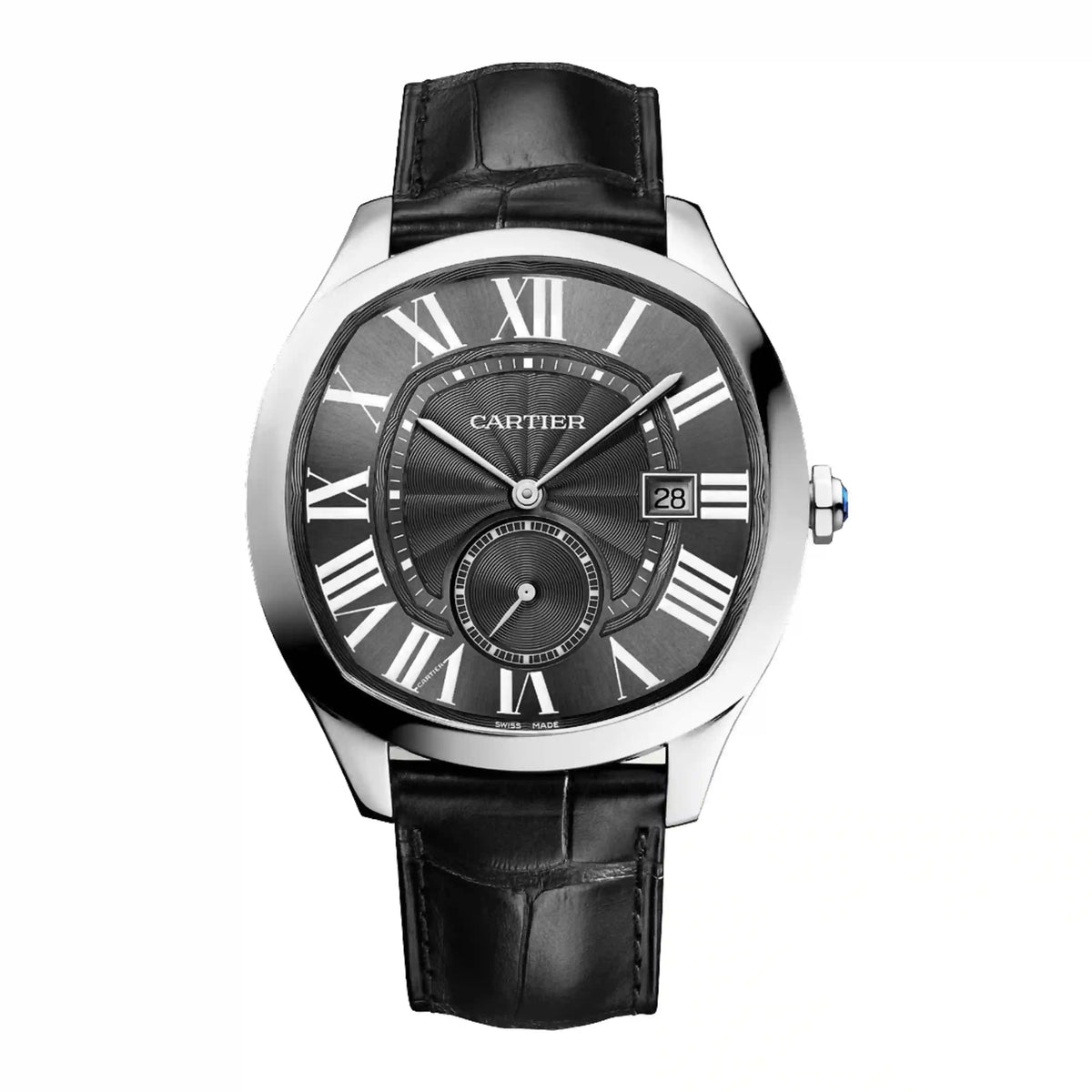 Cartier Drive Argenté Noir Cuir