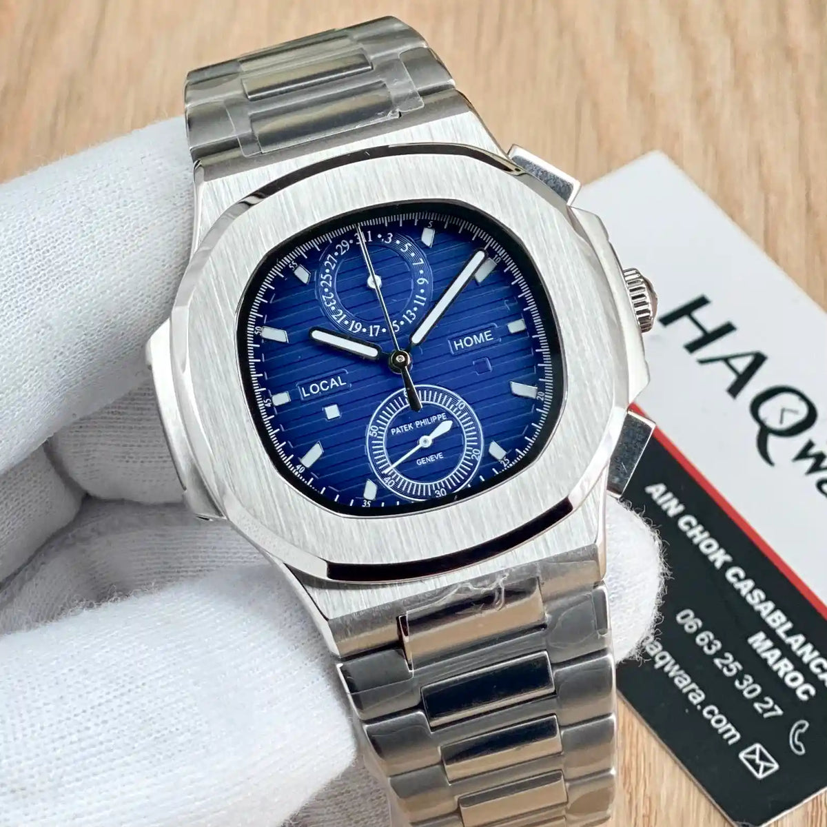 Patek Philippe Nautilus Argenté Bleu Chrono 5990