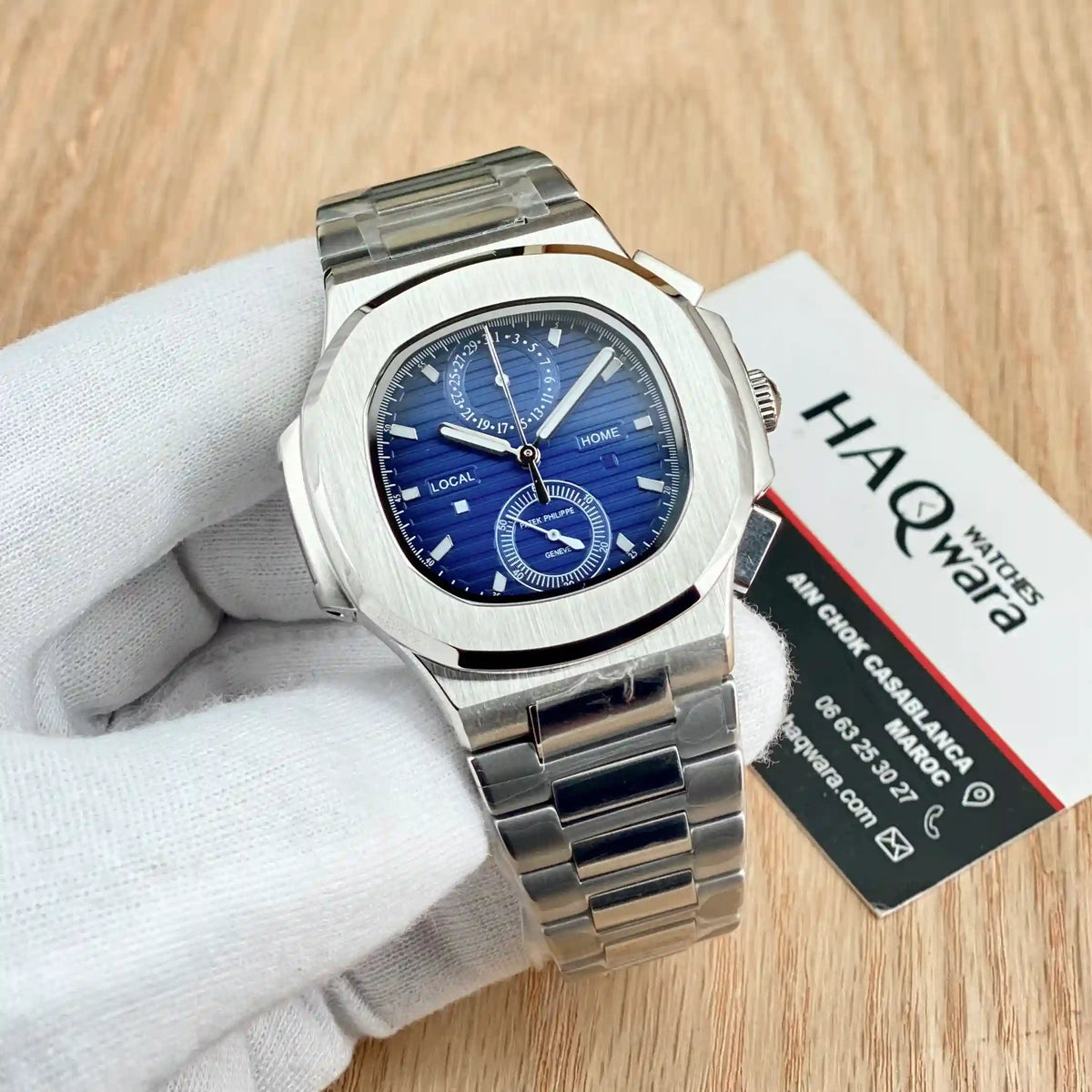 Patek Philippe Nautilus Argenté Bleu Chrono 5990