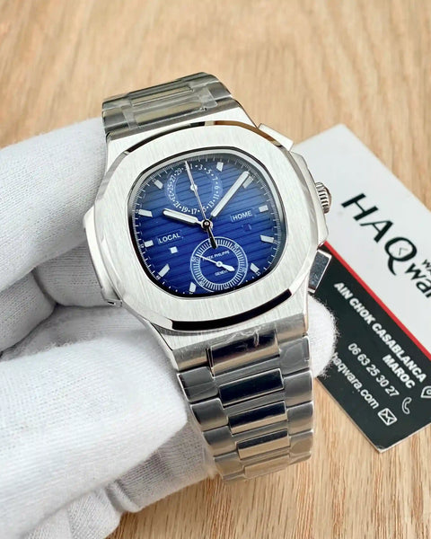 Patek Philippe Nautilus Argenté Bleu Chrono 5990